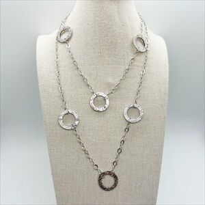 14k white gold circle chain necklace 37"